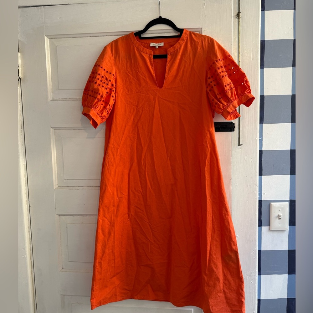 Lafayette 148 from Saks Fifth Ave orange dress with puff sleeves